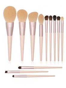 SEPROFE 12pcs Makeup Brush Set, Including Large Powder Brush, Blush Brush, Contour Brush, Highlighter Brush And Small Eyeshadow Brush, Premium Wooden Handle, Ultra-Soft Fibers For Natural Facial Contouring - Apricot - View 8