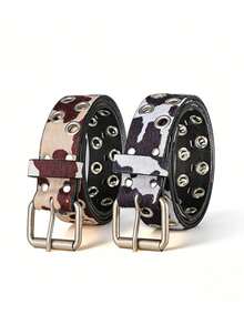 1条奶牛纹镂空腰带，朋克摇滚个性酷炫腰带，适合搭配牛仔裤，摇滚明星和嘻哈风格 - 彩色 - 查看 6