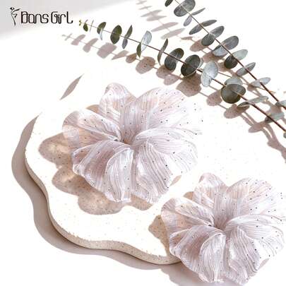 DonsGirl 2 Pcs /Set Women's Ballet Style Hair Scrunchie, Sweet Cute Princess Hair Tie For Women & Girls, Korean Style Oversized Scrunchie Ponytail Holder, Soft Elastic Hair Accessory, Preppy Balletcore Hair Band For Daily Wear Party Dating Travel Fashion Headpiece