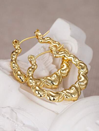 1 Pair Pretty Hoop Earrings For Women For Wedding Anniversary Engagement Party Jewelry Valentine's Day Gift