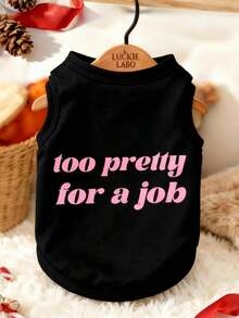 LUCKIE LABO 1pc Fashionable Cute Slogan Breathable Vest, Suitable For Chihuahua & Small Dogs, Flea Prevention Undershirt For Indoor & Outdoor Use - Black - View 14
