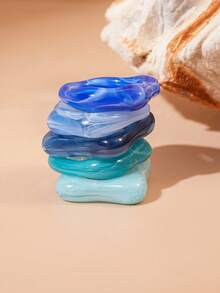 Five Piece Set Of European And American Acrylic Dyed Irregular Square Circular Ring, Simple, Niche, Personalized, High-End And Delicate Handmade Accessory - Multicolor - View 15