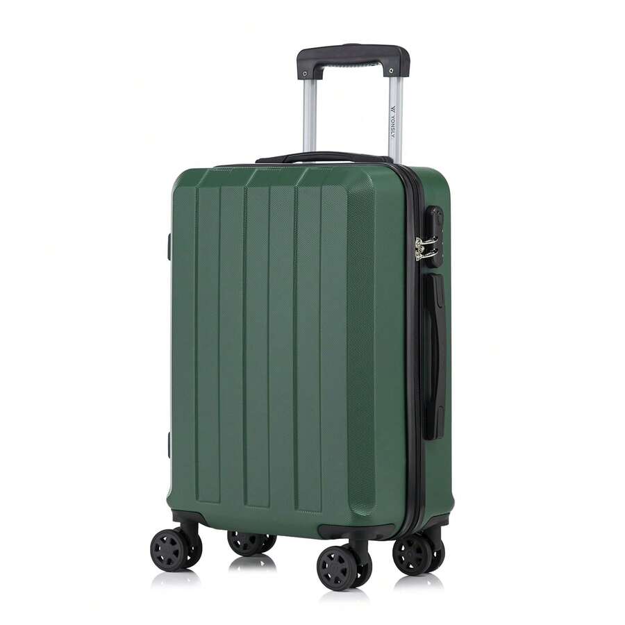 YONSLY Suitcase 16/20/24/28 Inches With 4 Wheels 360° Combination Lock Mesh Pocket Soft Rubber Handle Lightweight Large Travel Suitcase For Vacation - 深綠 - 查看 1