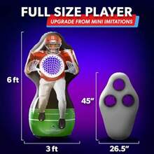 Inflataman Football Challenge - Includes 4 Rubber Footballs Ball Pump and Scoreboard - Inflatable Receiver Touchdown Toss Game - Rojo - Ver 7