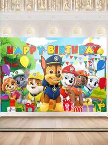 Paw Patrol 1件裝汪汪隊生日背景布 節日派對裝飾場景佈置道具 生日橫幅 完美派對裝飾 聖誕禮物 - 彩色 - 查看 4