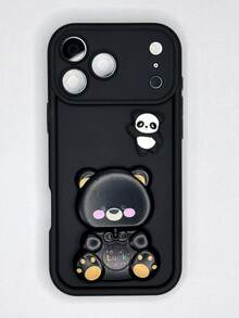 1个多巴胺灵感可爱熊猫熊组合镜面手机壳，柔软硅胶防震保护套，兼容 16/17 Pro Max、Galaxy A56 5G、Smart 8、Note 14 5G、Moto E22/E22i、A54 - 黑色 - 查看 4
