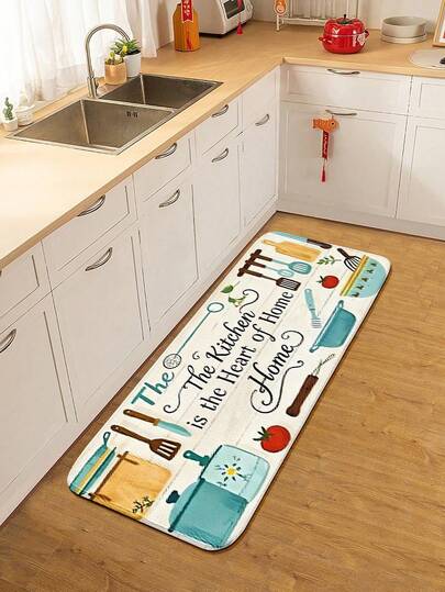 1 件装防滑图案厨房地垫，现代法兰绒长方形可水洗装饰地毯，8 毫米厚柔软吸水门垫，可折叠易护理地垫，适用于厨房、玄关、浴室、卧室、客厅、餐厅，多功能室内防滑地毯，节日礼物，长方形入口地垫，厨房必备装饰
