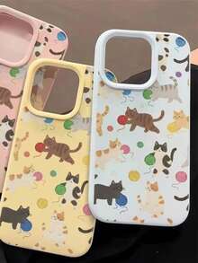 Tương thích với dòng 17/17 Pro/17 Pro Max/16/15/14/13/12/11, 1 chiếc ốp lưng điện thoại chống rơi hình mèo làm từ vỏ gạo nếp lỏng INS, vỏ bảo vệ, phù hợp với 17 Pro Max, ốp lưng điện thoại thời trang. - Màu xanh nhạt - Xem 4