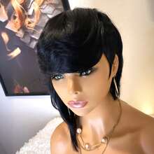 1pc Black Short Pixie Cut Human Hair Wig, Chocolate Brown With Wine Red Straight Pixie Cut Layered Short Hair Wig, Seamless Pixie Wig For Daily Use, No Bangs - Multicolor - View 7