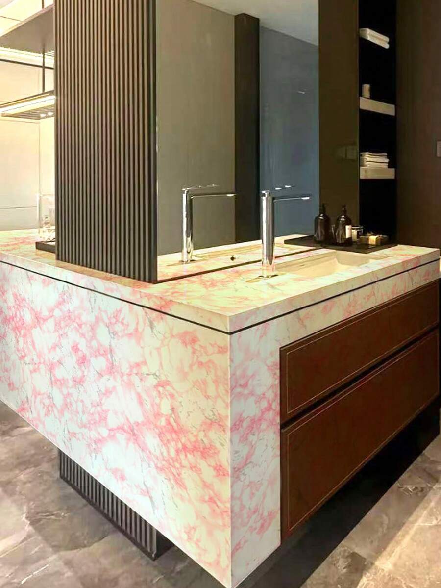 Luxury Aesthetic Pink Marble Texture Wallpaper, Suitable For Living Room, Bedroom, Office, Birthday Party, Anniversary, Valentine's Day, Spring/Summer Events, Home Decor, Event Decoration, Elegant Style, Durable Material, Marble Pattern Design - Redstone - View 1
