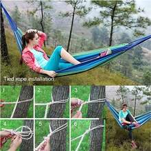 1 chiếc võng sọc cầu vồng chịu lực cao 450LBS, thiết kế tiện dụng, dễ mang theo, khả năng chịu tải cao, thích hợp cho vườn, sân sau, bãi cỏ, bãi biển, cắm trại và du lịch, vật dụng cần thiết cho kỳ nghỉ, đồ dùng cắm trại, bao gồm túi đựng. - A - Xem 7