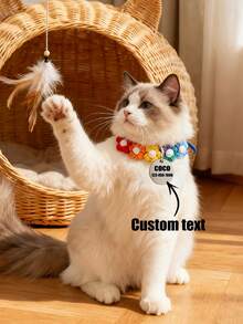 1 chiếc khăn quàng cổ/vòng cổ cho thú cưng thủ công, thiết kế hoa nhiều màu sắc dễ thương, có thể khắc số ID và thông tin liên hệ của thú cưng, vòng cổ điều chỉnh được, không gây nghẹt thở cho mèo và chó, món quà lý tưởng cho thú cưng. - Nhiều màu - Xem 3