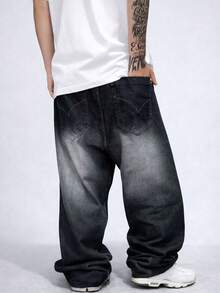 Men's Cargo Pants Dazzling Jeans Balloon Extra Large Pocket Original Men's - 黑色 - 查看 3