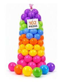 Set de 102 Pelotas de Plástico de Colores/ Pelotas para Alberca de 8 cm. Ideales para Alberca de Pelotas y Juego Sensorial Infantil para Bebé y Niños. Bluelander. - Multicolor - Ver 1
