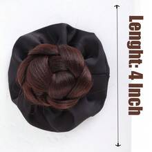 4 Inch Synthetic Low Bun Fake Hair Claw Clip Flower Bun Hairstyle Scrunchie Fake Hair Bun Fluffy Hair Accessory - Dark Brown - View 2