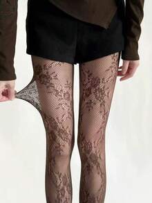 1 Pair Printed Fishnet Stockings, Sexy And Elegant - Multicolor - View 7