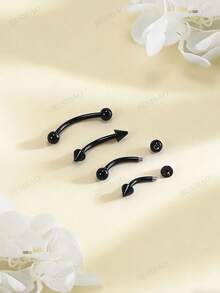 JIESIBAO 16G 眉钉耳骨弯杆套装 眉钉耳骨唇钉 男女通用 8-12mm 医用钢弯杆眉环 垂直唇钉 唇部饰品 - 彩色 - 查看 7