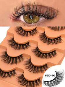 Russian Style D-Curl Curly Faux Mink Cat Eye Lengthening & Volumizing False Eyelashes, Travel Makeup Essential - Black - View 1