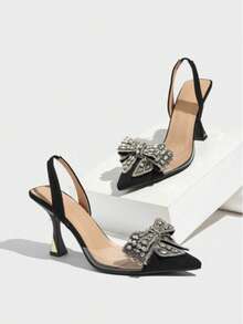 Geeyea A Pair Of Women's High Heels With A High-Quality Upper, Transparent Rubber Strips To Flatter The Foot Shape, And A Uniquely Shaped Stiletto Heel That Makes You Look Taller Without Being Tiring. Suitable For Weddings, Banquets, And Clubbing, Exuding A Sophisticated And Elegant Style. - 黑色 - 查看 4