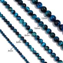 1 Strand A-Grade Aquamarine Tiger Eye Beads, 4/6/8/10/12mm Natural Stone Beads For DIY Jewelry Making - Lake Blue Tiger Eye - View 4