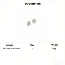 1 Đôi bông tai bạc S925 cao cấp thiết kế hình bông tuyết đính đá Cubic Zirconia, món quà trang sức thanh lịch dành cho phái nữ. - Bạc - Xem 5