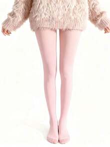 Soft Blush Pink Sheer Pantyhose - High Elasticity Snag-Resistant Women's Tights, Skin-Like Lightweight Leggings, Suitable Commuting And Office Wear - 粉色 - 查看 4