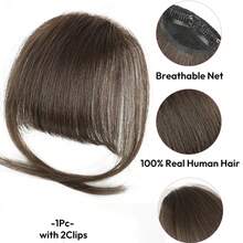 Tóc mái kẹp bằng tóc thật cao cấp dành cho nữ - Dài 6 inch, thẳng, bồng bềnh với phần tóc hai bên thái dương, trông tự nhiên, dễ tạo kiểu. - S6 - Xem 2