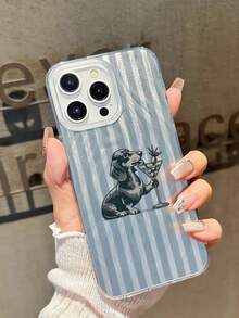 1个时尚蓝色小狗图案防水、防指纹、防刮透明IMD软面光滑手机壳，兼容 16/16Pro/16Plus/15/15ProMax/15Pro/11/12/13/14ProMax/11ProMax/12Pro/12ProMax/13Pro/13ProMax/14Pro/14ProMax，创意优雅 - 彩色 - 查看 2