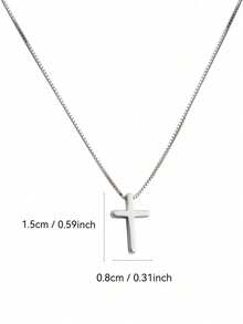 1件S925纯银十字架吊坠项链，简约奢华锁骨链，女士款 - 銀色 - 查看 2