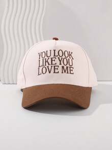 1顶男士“你看上去像爱我”刺绣字母卡车帽，街头休闲棒球帽，适合春季、秋季、旅行、海滩度假 - 刺繡棒球帽 - 查看 7
