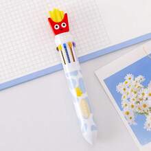 1pc Creative Cartoon Multicolor Ballpoint Pen, Snack Fries Shaped Colorful Clickable Pen For Doodle & Journaling (Random Style) - A - View 5