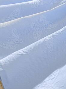 女童公主风彼得潘领荷叶边蝴蝶提花短袖连衣裙，休闲日常穿着，夏季 - 淺色水洗藍 - 查看 8