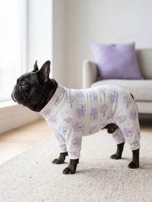 狗狗夏季防掉毛睡衣 - 透气高弹全包覆宠物连体衣，夏季防舔舐防虫连体衣，适合中大型犬，全身印花狗狗服装 - 可爱狗狗图案 - 彩色 - 查看 5