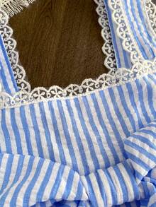 2pcs/Set Girls Casual Ruffle Trim Blouse & Flared Pants Set, Sweet Summer Outfit For Toddler - Baby Blue - View 5