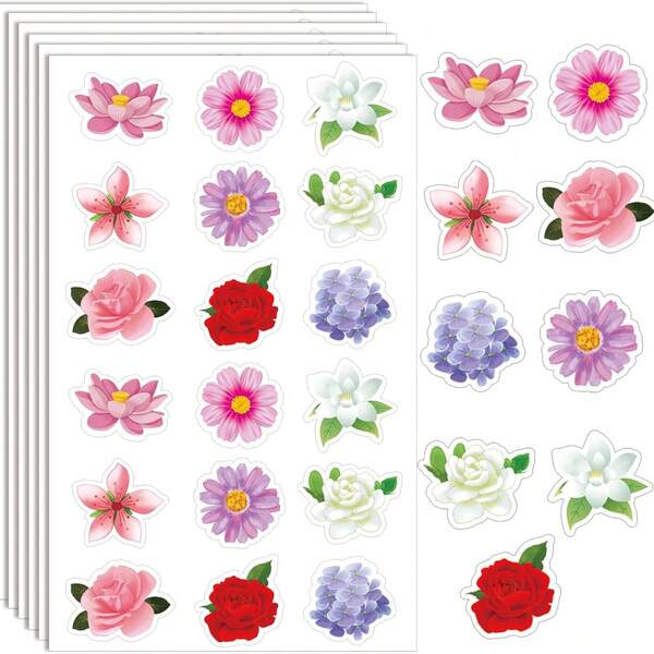 900 Stück Aquarellblumen Aufkleber wasserfest Frühling Sommer Blumen Thema Botanik Tagebuch Aufkleber Belohnungsaufkleber für Scrapbooks, Wasserflaschen, Geschenkboxen, Partydekorationen