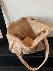 1个，43厘米*16厘米*31厘米，灯芯绒材质，大容量，单肩手提包，手提包，单肩包，托特包，可装A4纸，购物袋，适合上学、通勤、度假、购物、旅行、送礼 - 彩色 - 查看 9