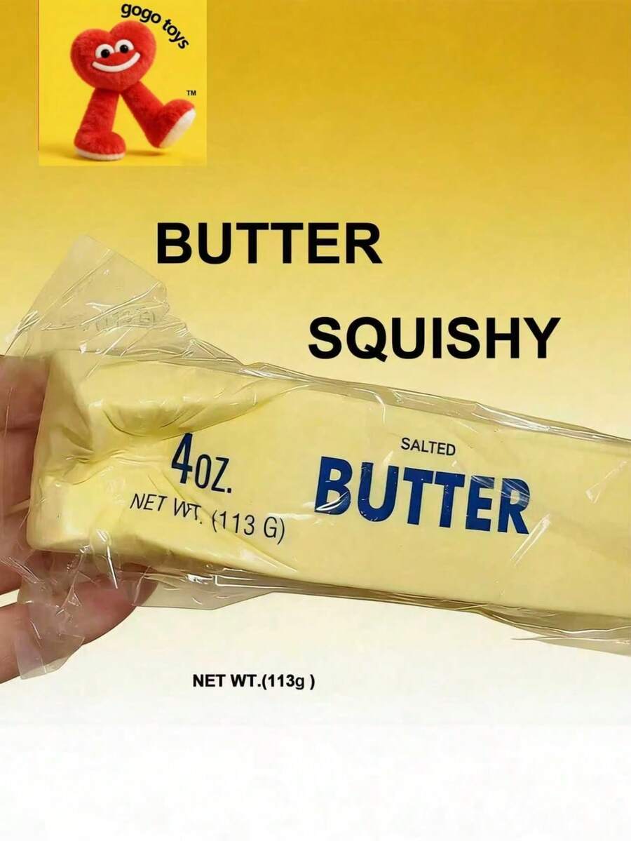 2个装软黄油挤压玩具，逼真减压玩具：柔软、回弹缓慢、黄油造型减压玩具，适合玩耍和减压，挤压回弹时会发出声音（有些人可能不喜欢它的气味），挤压黄油棒，食物模型，适合多动症患者和需要集中注意力的上班族。 - 彩色 - 查看 1