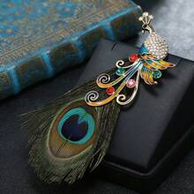 Peacock Brooch With Rhinestones And Simulated Feather Designs Unisex Decorative Suit Coat Clothing Pins Party Favors - Style4 - View 1