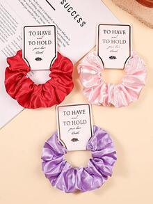 6个/套 简约风婚礼礼物发圈，纯色优雅派对发绳，弹力日常马尾发圈，适合作为伴手礼、派对发圈 - 彩色 - 查看 4