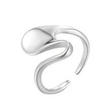 时尚几何波浪形百搭简约高端风格戒指，适合日常佩戴 - TJZ010 - 查看 4