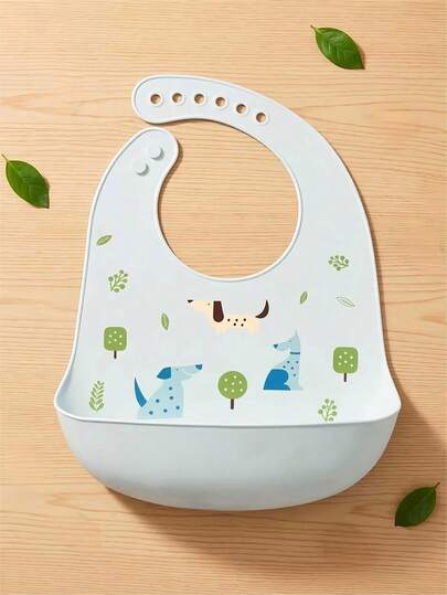 1pc Cartoon Silicone Baby Bib, Infant Silicone Bibs, Pastoral Style. Leak-Proof, Dirt-Resistant, Soft, Adjustable, Boil-, Portable, Suitable For Baby Daily Use And Outings, Mealtimes