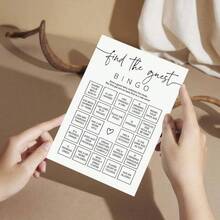 20张“寻找宾客”宾果游戏卡，适合迎婴派对、新娘送礼会等场合，简约风格 - 彩色 - 查看 5