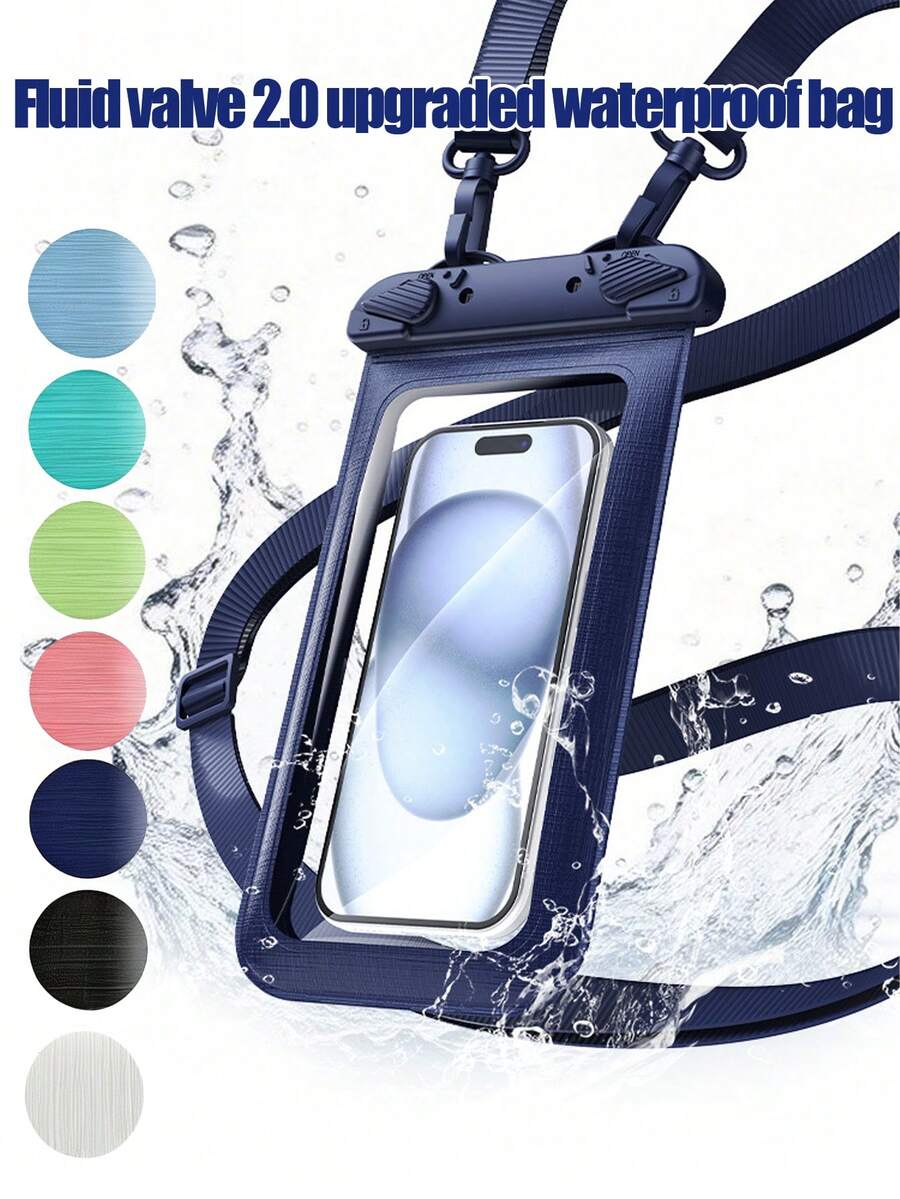 Fluid Valve 2.0 防水手机袋,IPX8 级漂浮防水手机壳,带挂绳,通用防水袋,适用于 17pro/17promax/17/16 /15pro/15/14/13 Pro Max、Galaxy S24/S23,游泳、沙滩、皮划艇、潜水等户外活动的手机干袋 - 白色 - 查看 1