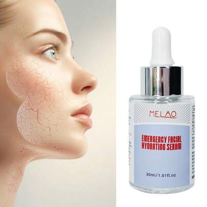  Emergency Facial Hydrating Serum, MELAO Hyaluronic Acid Serum For Dry Skin, Deep Moisturizing Face Serum, Quick Relief For Dehydrated Skin, With Natural Extracts, 30ml/1.01fl.Oz