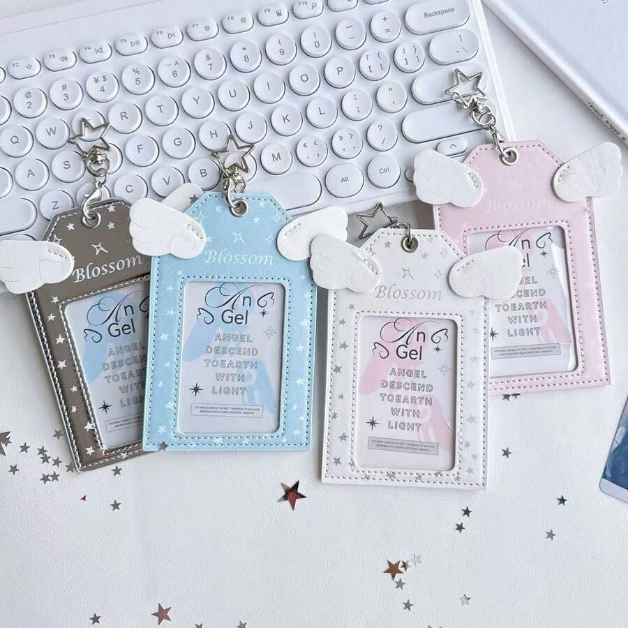 Angel Series 3inch Star-Chasing Card Holder Girly Heart Leather Card Holder Storage Display Protective Case Bag Pendant - View 1