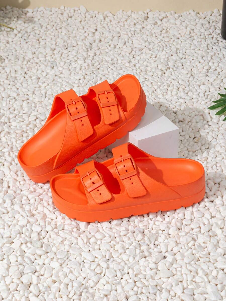 New Fashion Thick Sole Slide Sandals For Women, Non-Slip, Soft, Buckle, Outdoor Wear, Durable, Cushioned, Comfortable - Orange - View 1