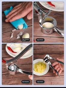 Máy ép tỏi thủ công 3 trong 1 bằng thép không gỉ, máy nghiền tỏi đa năng, máy làm nhuyễn tỏi, dụng cụ ép tỏi, đồ dùng nhà bếp, bao gồm chức năng nghiền tỏi + kẹp hạt + mở nắp chai, máy xay tỏi và gừng nhỏ gọn và bền bỉ. - Nhiều màu - Xem 10