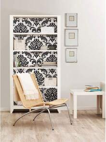 Papel tapiz extraíble en blanco y negro con estampado de damasco, estilo victoriano clásico, adecuado para dormitorio, sala de estar, armario, muebles, papel de contacto autoadhesivo - 1PC - Ver 6