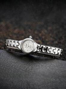 1pc Elegant Petite Women's Watch, Luxury Brand Golden Cute Ladies Quartz Watch, Mother's Day Gift - Silver - View 7