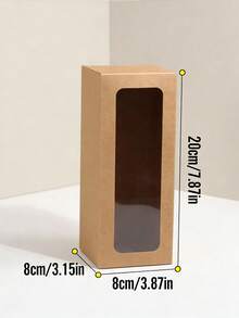 20个8x8x20厘米带透明窗口的纸盒，适用于蜡烛、酒杯礼品盒、婚礼派对DIY礼物、节日礼品装饰盒 - 棕色 - 查看 3